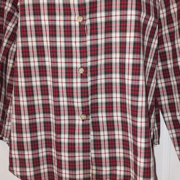 Red black white plaid button down shirt  Sz M - Picture 2 of 4